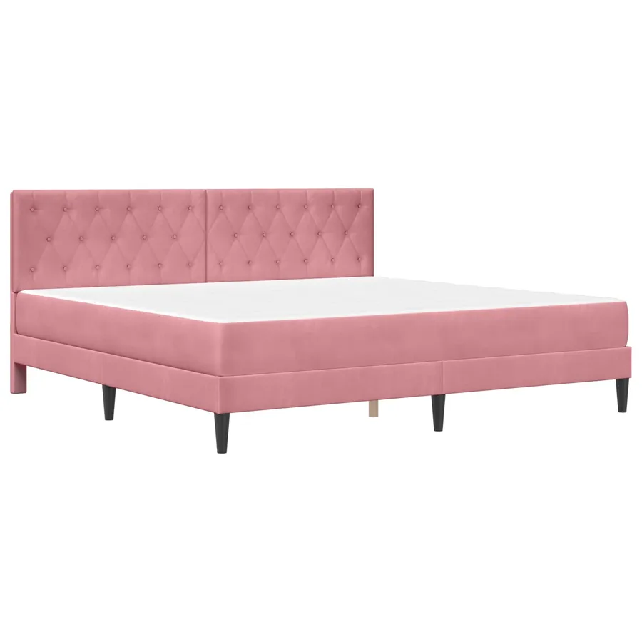 Cadre de lit avec matelas Rose 200 x 200 cm Velours - 3