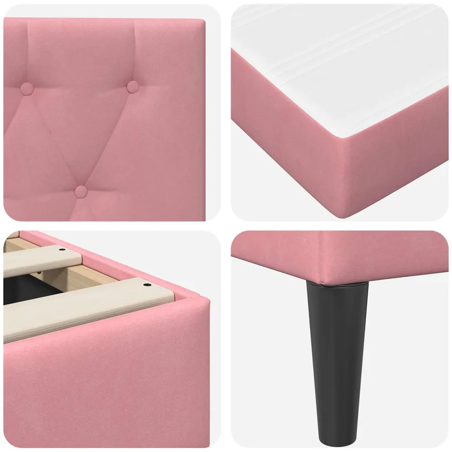 Cadre de lit avec matelas Rose 200 x 200 cm Velours - 9