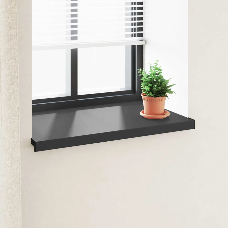 Appui de fenêtre Noir avec grain de bois 100 x 50 x 4,5 cm PVC