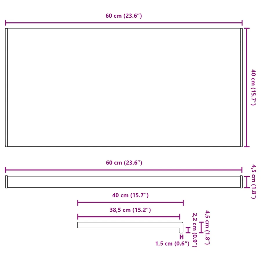 Appui de fenêtre Blanc 60 x 40 x 4,5 cm PVC - 13
