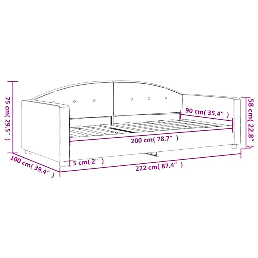 Lit de repos sans matelas vert foncé 90x200 cm velours - 8