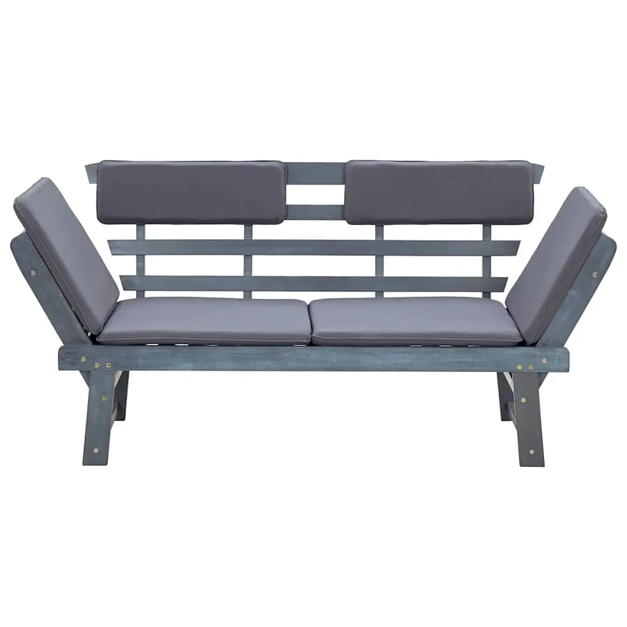 Banc de jardin avec coussins 2-en-1 190 cm Gris Bois d'acacia - 5