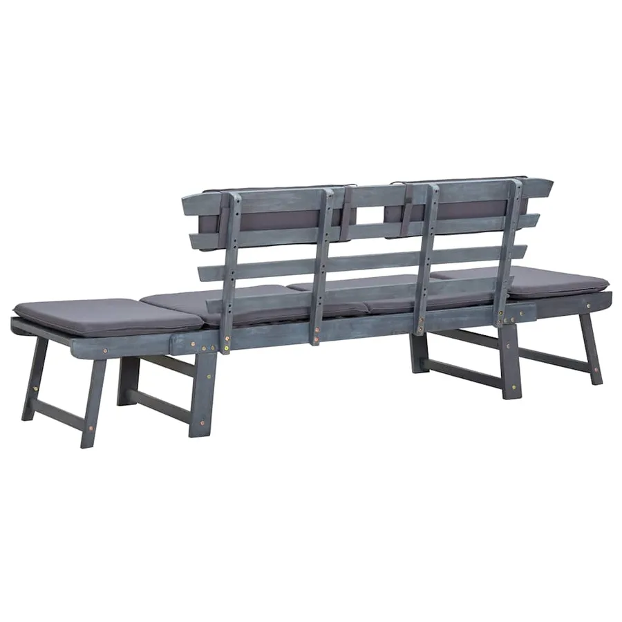 Banc de jardin avec coussins 2-en-1 190 cm Gris Bois d'acacia - 6