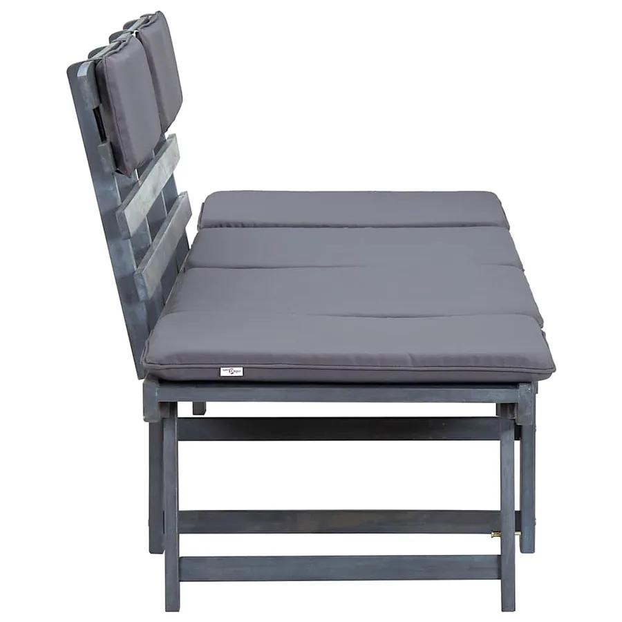Banc de jardin avec coussins 2-en-1 190 cm Gris Bois d'acacia - 8