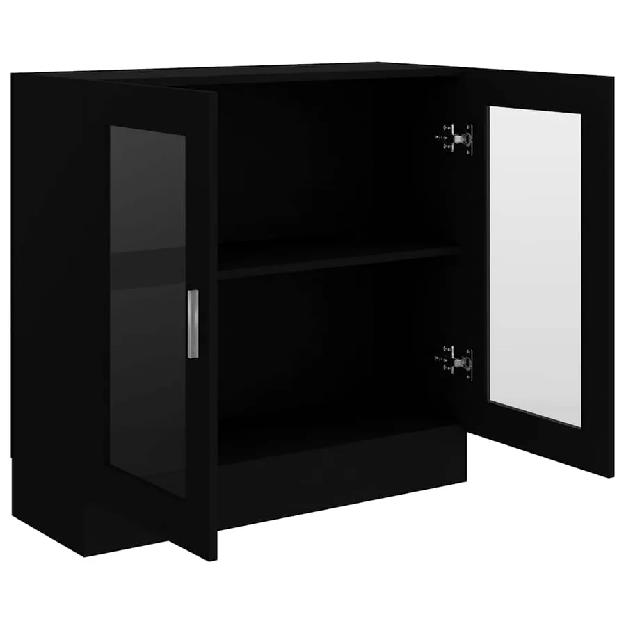Armoire à vitrine noir 82,5x30,5x80 cm Bois d'ingénierie - 4