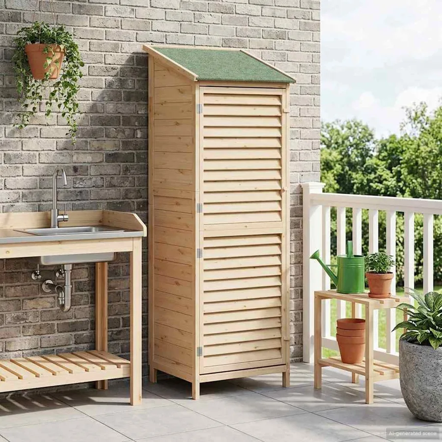 Abri de jardin Naturel 59 x 56 x 176 cm Bois de Sapin Massif - 3
