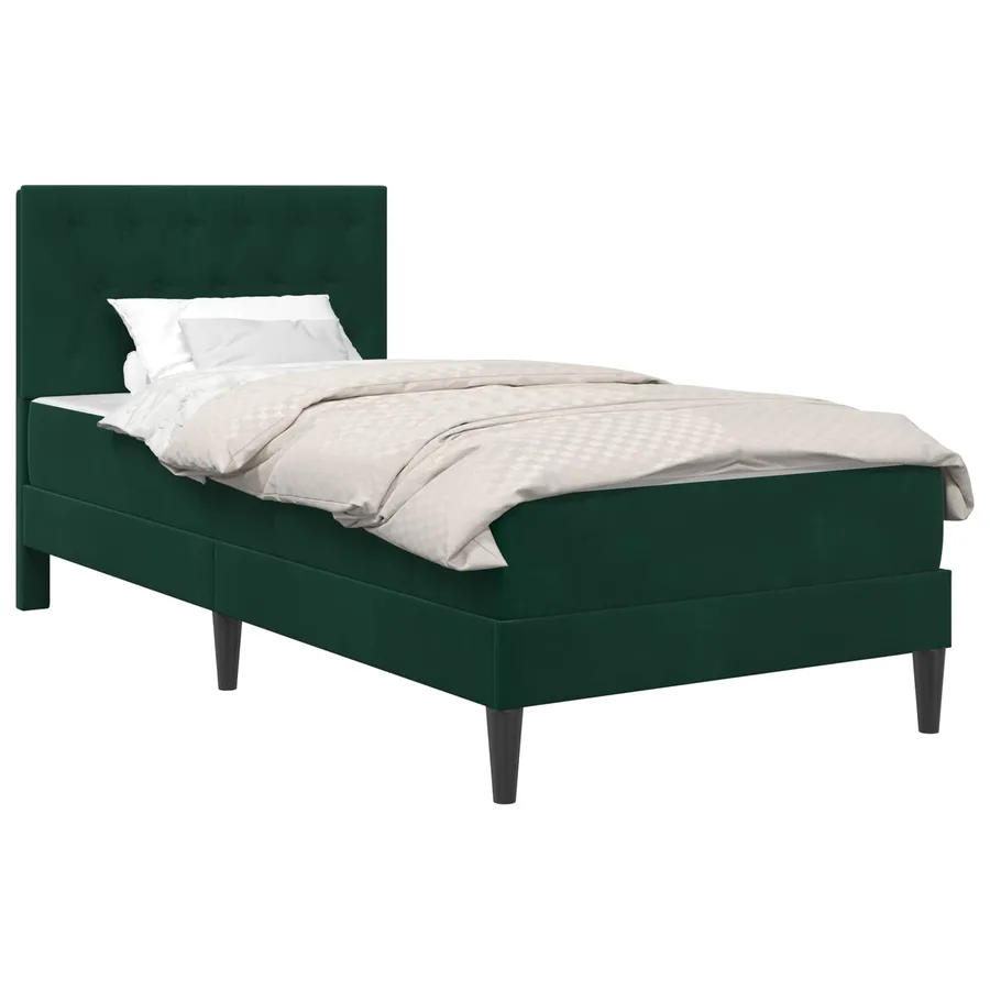 Cadre de lit avec matelas Vert foncé 80 x 200 cm Velours - 2