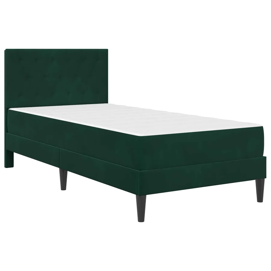 Cadre de lit avec matelas Vert foncé 80 x 200 cm Velours - 3