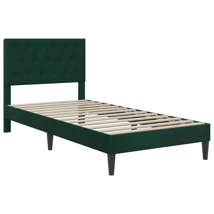 Cadre de lit avec matelas Vert foncé 80 x 200 cm Velours - 4