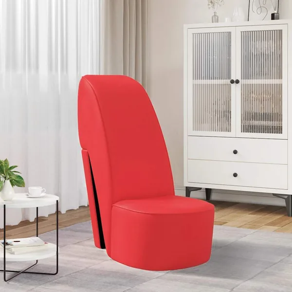 Chaise en forme de chaussure à talon haut Rouge Similicuir