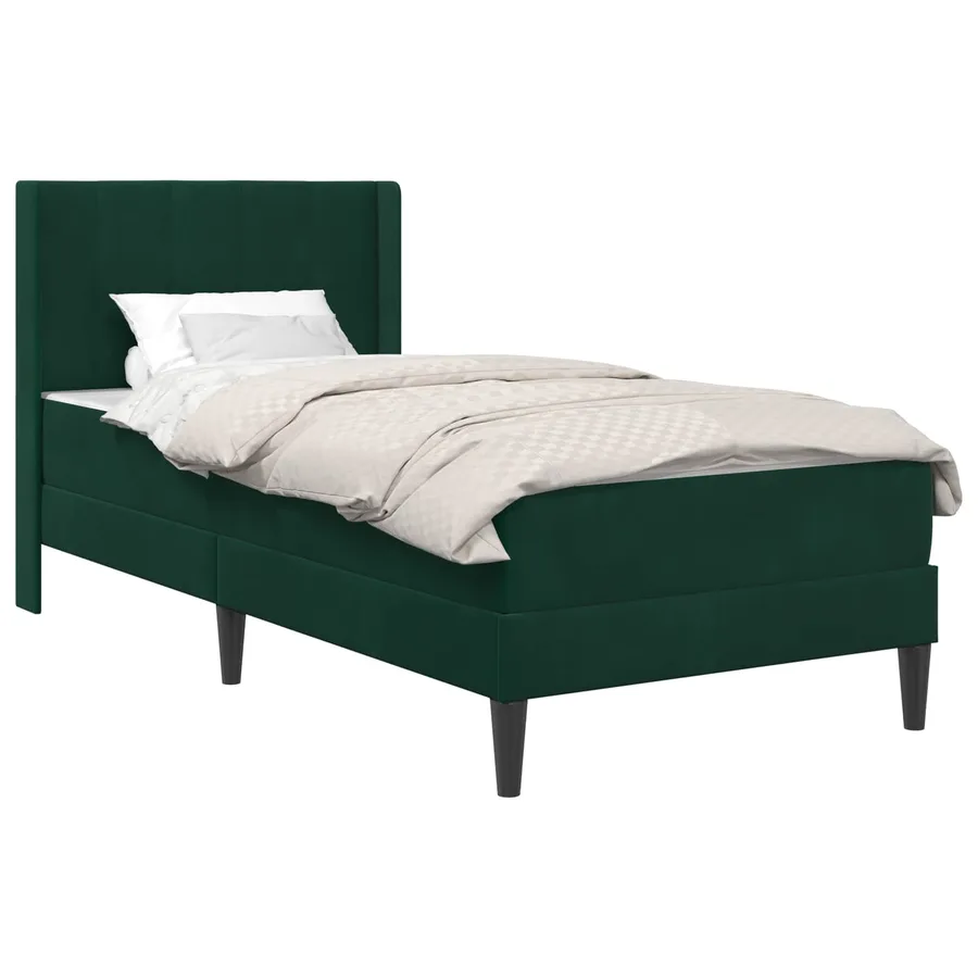 Cadre de lit avec matelas Vert foncé 90 x 190 cm Velours - 2