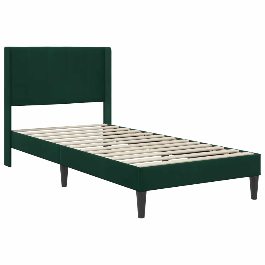 Cadre de lit avec matelas Vert foncé 90 x 190 cm Velours - 4