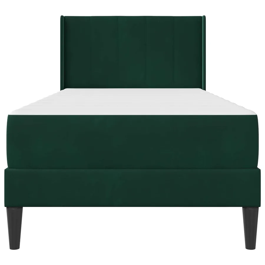 Cadre de lit avec matelas Vert foncé 90 x 190 cm Velours - 6