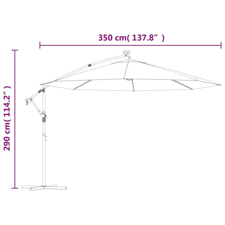 Parasol de jardin en porte-à-faux avec lumières LED terre cuite - 12