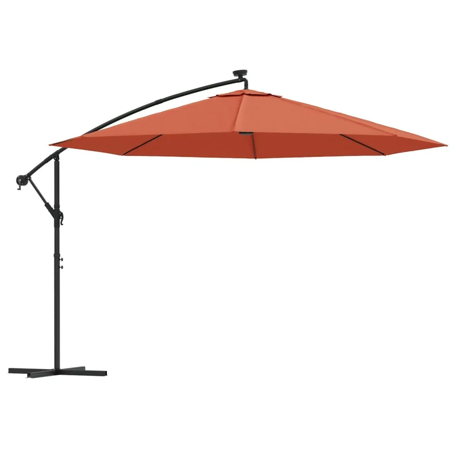 Parasol de jardin en porte-à-faux avec lumières LED terre cuite - 2