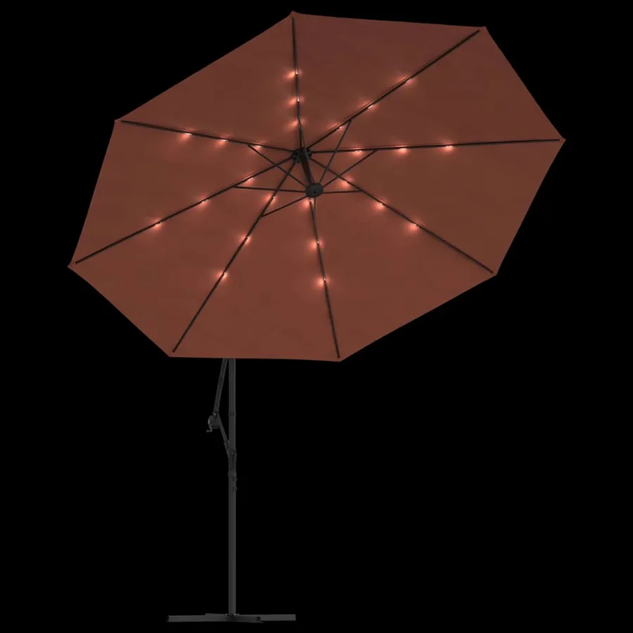Parasol de jardin en porte-à-faux avec lumières LED terre cuite - 6
