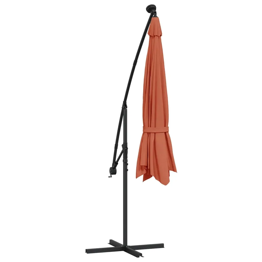 Parasol de jardin en porte-à-faux avec lumières LED terre cuite - 8