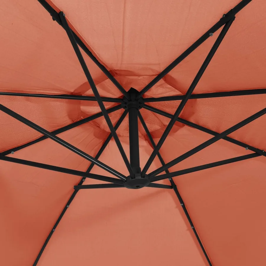 Parasol de jardin en porte-à-faux avec lumières LED terre cuite - 9
