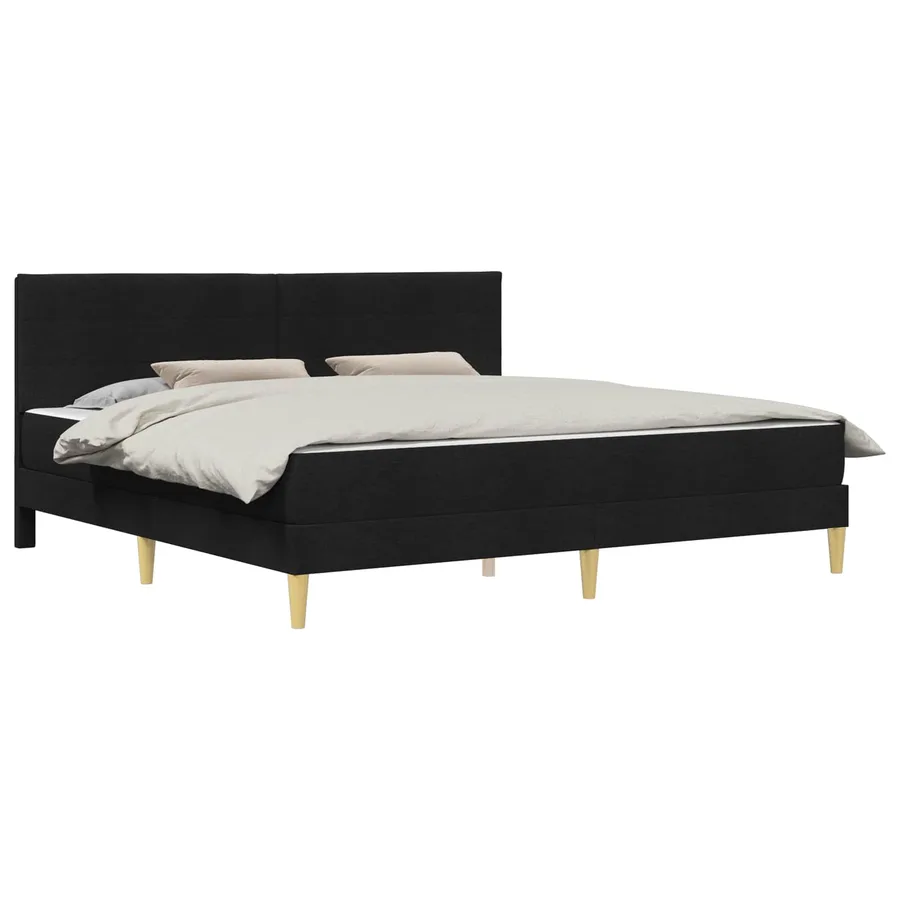 Cadre de lit avec matelas Noir 180 x 200 cm tissu - 2