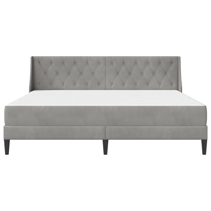 Cadre de lit avec matelas Gris clair 180 x 200 cm Velours - 6