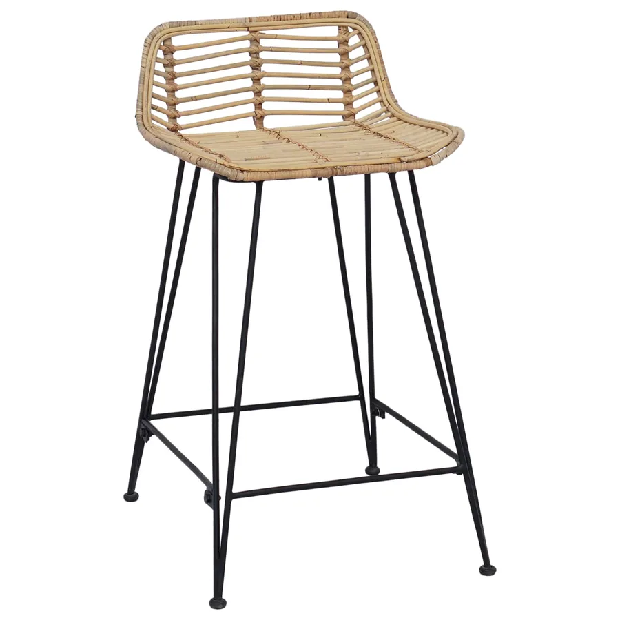 Tabouret de bar 2 pcs Naturel 44 x 45 x 76 cm Rattan et Acier - 2