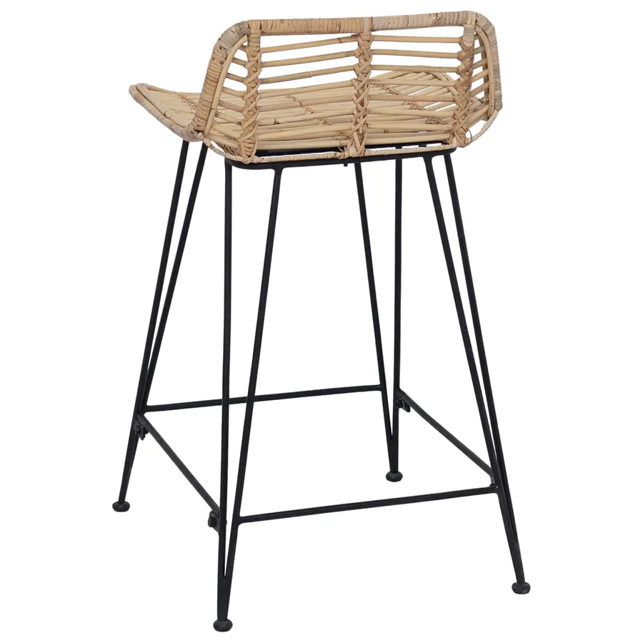 Tabouret de bar 2 pcs Naturel 44 x 45 x 76 cm Rattan et Acier - 5