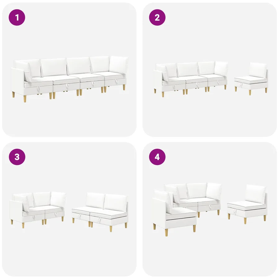 Canapé modulaire avec rangement 4 pcs Blanc Tissu - 10