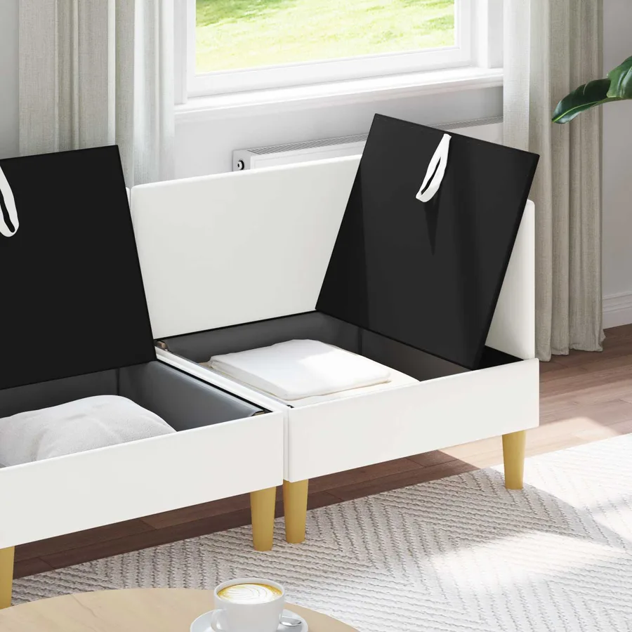 Canapé modulaire avec rangement 4 pcs Blanc Tissu - 3