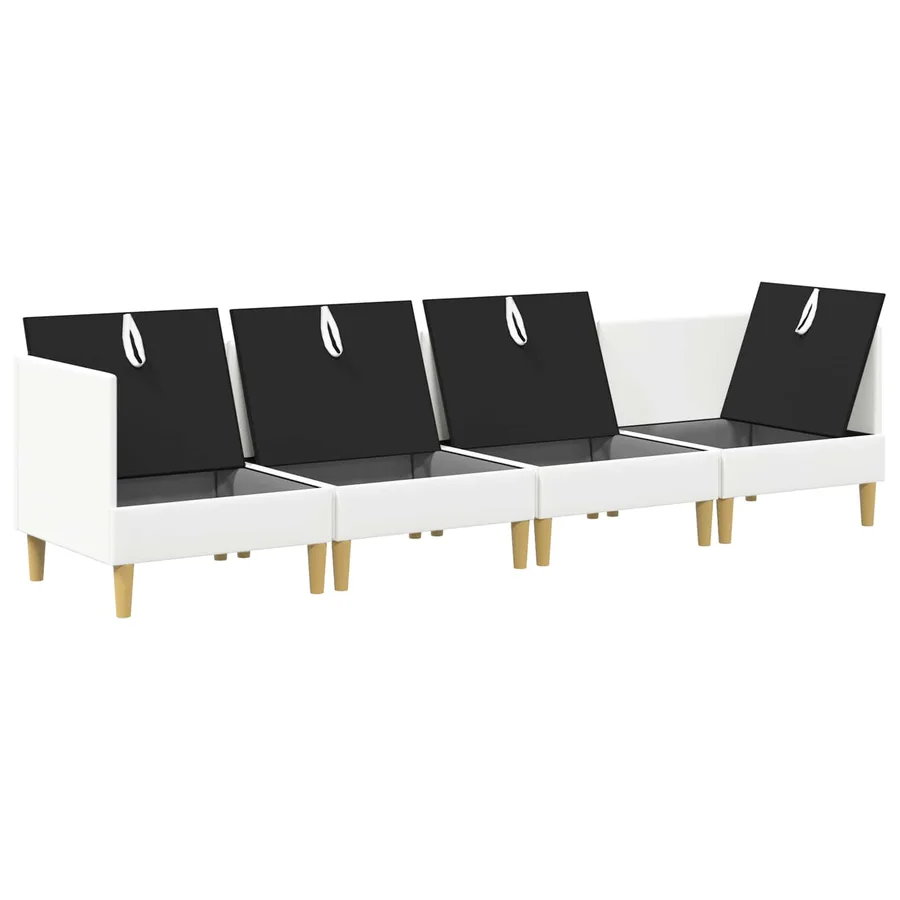 Canapé modulaire avec rangement 4 pcs Blanc Tissu - 6