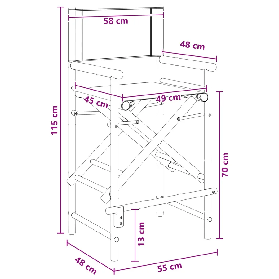 Chaise de directeur pliante 2 pcs Naturel Bambou - 10