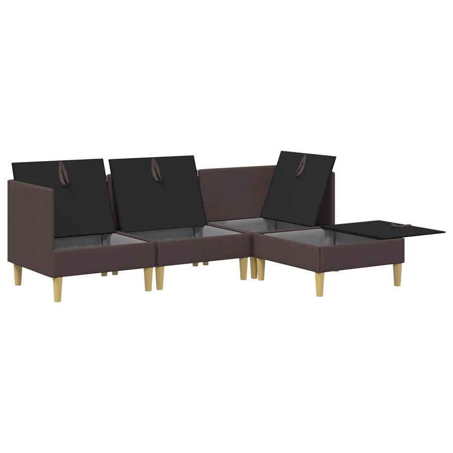 Canapé modulaire avec rangement 4 pcs Marron foncé Tissu - 7
