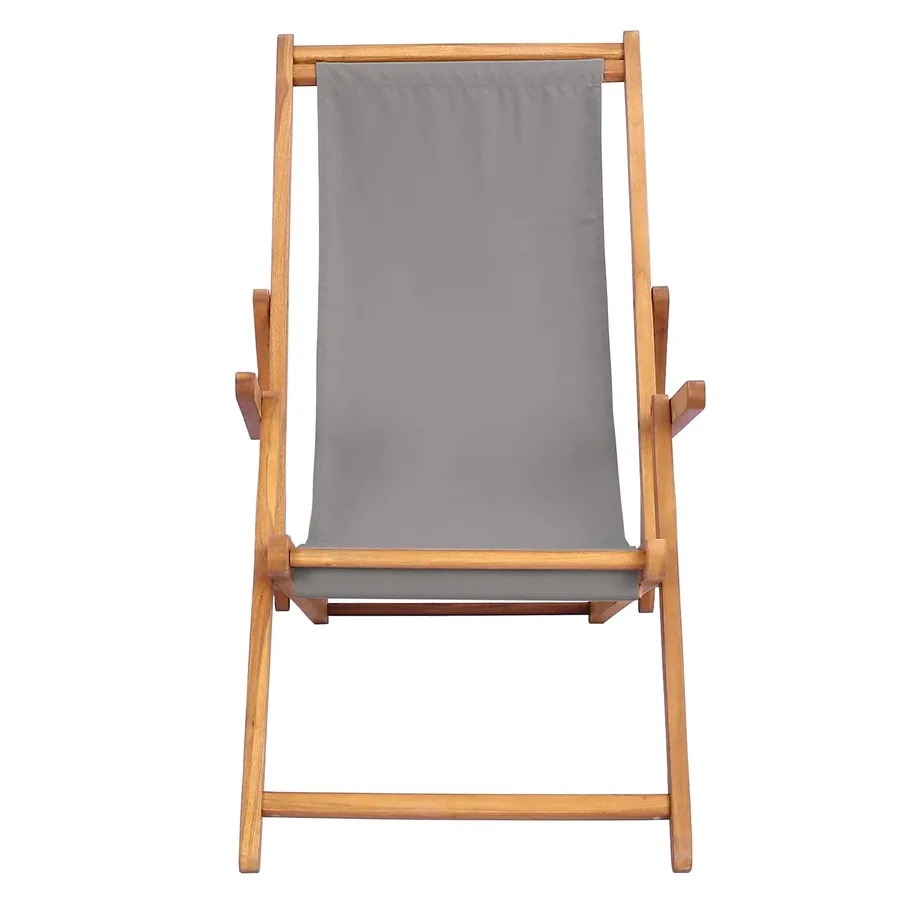 Chaise de plage Gris clair Bois de teck massif - 3