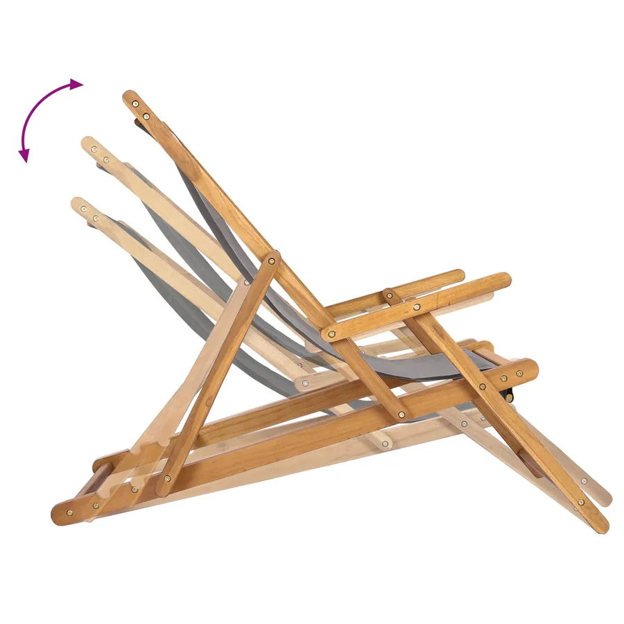 Chaise de plage Gris clair Bois de teck massif - 8