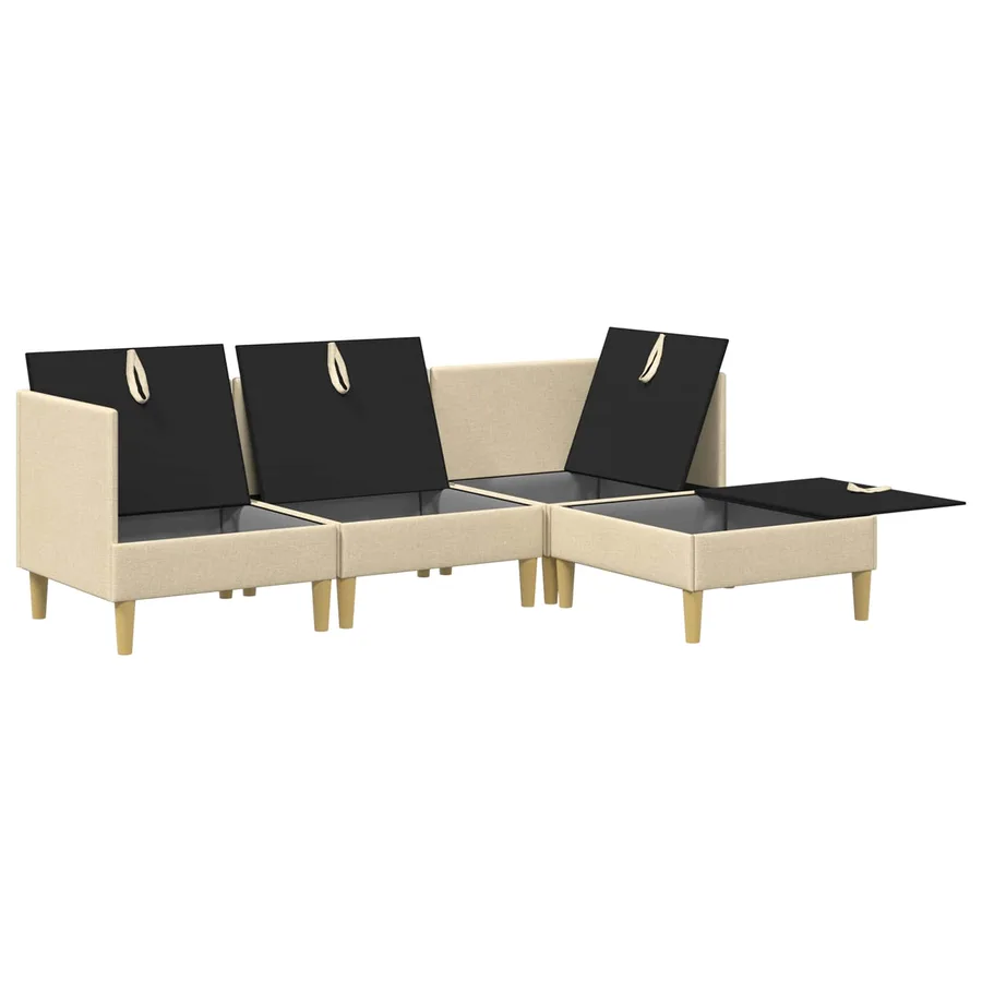 Canapé modulaire avec rangement 4 pcs Crème Tissu - 7
