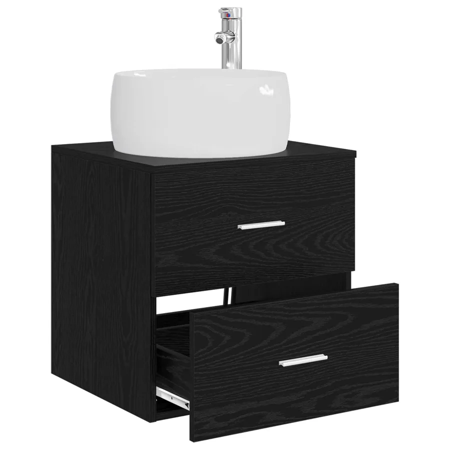 Vanité de lavabo mural Chêne noir 49,5 x 44,5 x 66 cm - 3