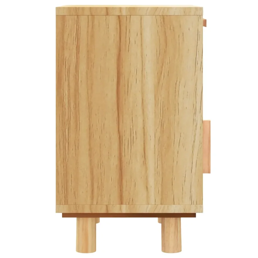 Table de chevet Marron Bois de pin massif et rotin naturel - 6