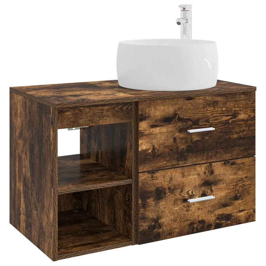Ensemble de mobilier de salle de bain 2 pcs Chêne fumé - 2