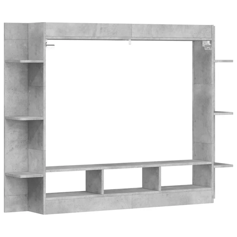 Meuble TV gris béton 152x22x113 cm bois d'ingénierie - 6