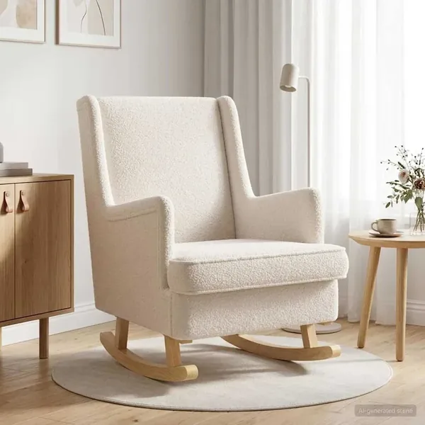 Chaise à bascule Crème 62 x 80 x 85 cm Bouclé