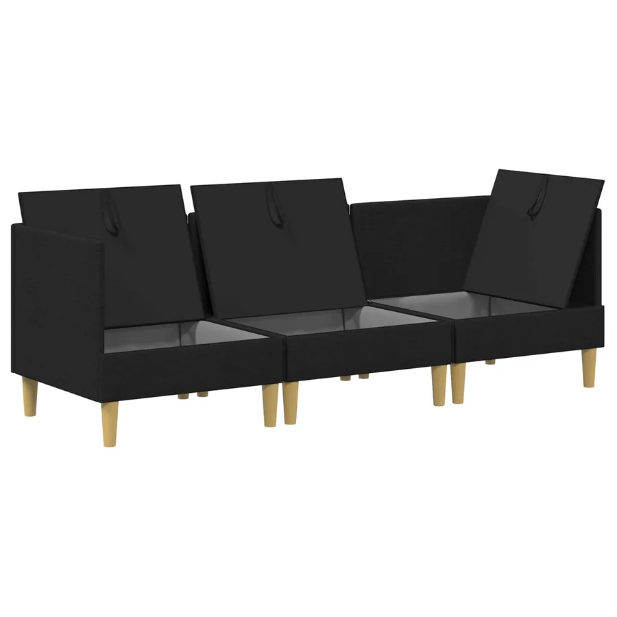 Canapé modulaire avec rangement 3 pcs Noir Tissu - 6
