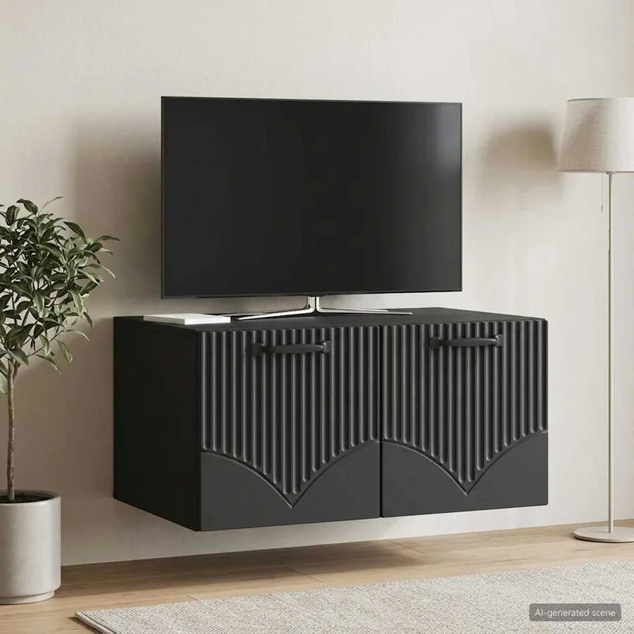 Meuble TV mural Noir 59,5 x 41 x 30 cm Bois d'ingénierie - 4