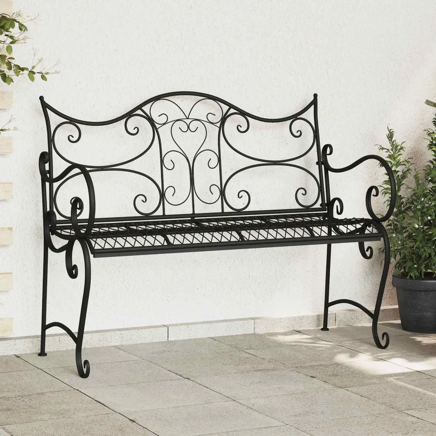 Banc de jardin 2-Nombre de places 114 x 56,5 x 90 cm Acier Noir