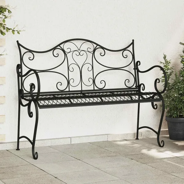 Banc de jardin 2-Nombre de places 114 x 56,5 x 90 cm Acier Noir