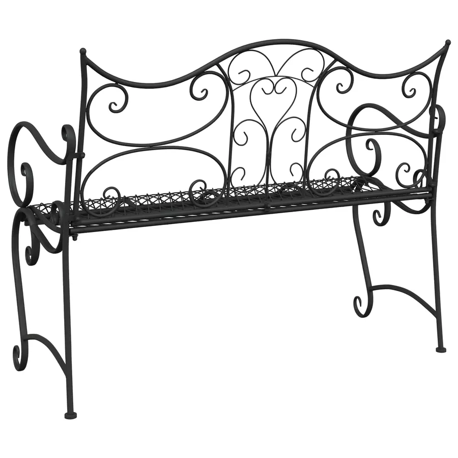 Banc de jardin 2-Nombre de places 114 x 56,5 x 90 cm Acier Noir - 5