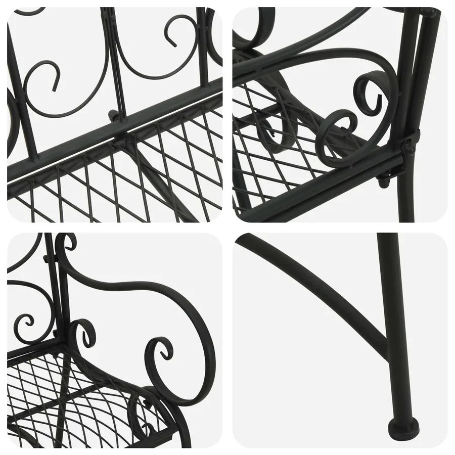 Banc de jardin 2-Nombre de places 114 x 56,5 x 90 cm Acier Noir - 6