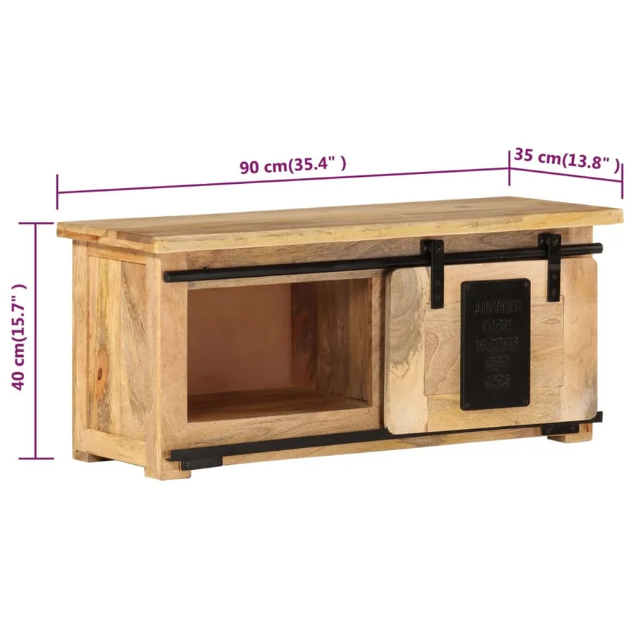 Meuble TV 90x35x40 cm Bois massif de manguier - 7