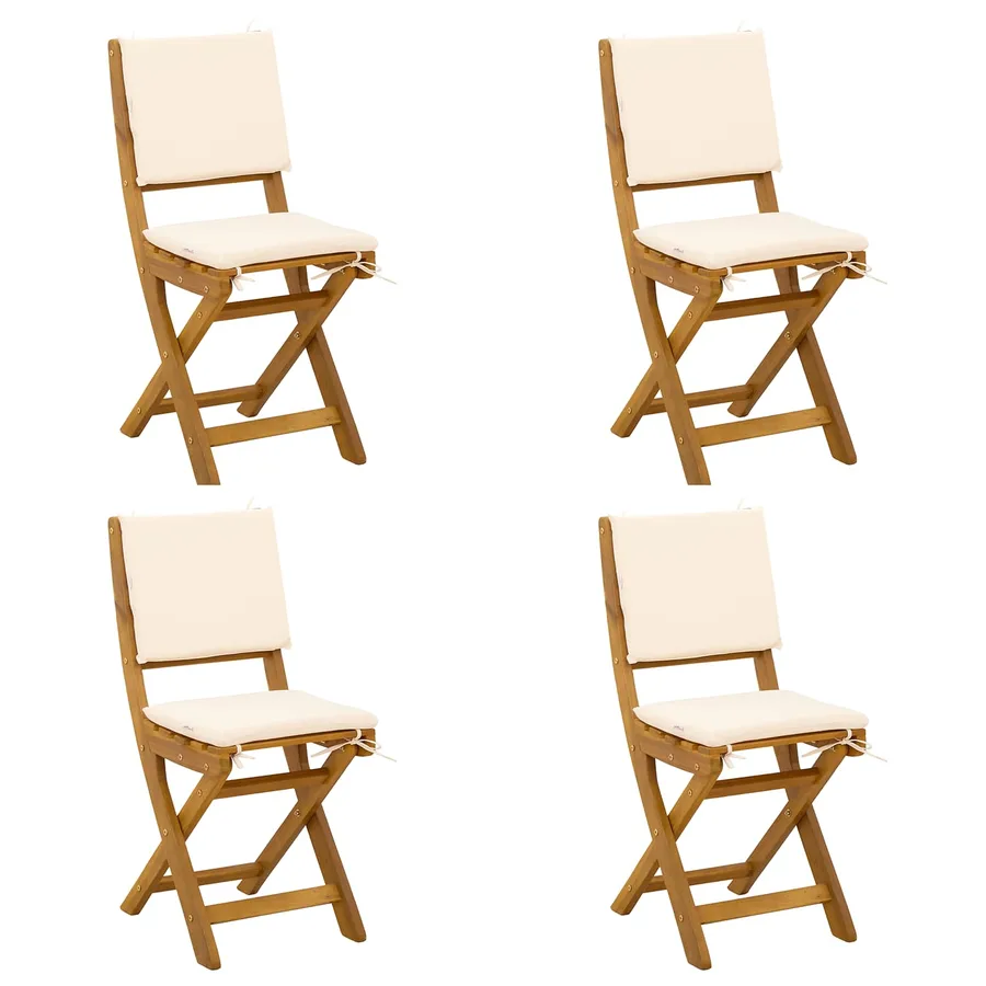 Chaises de bistrot d'extérieur 4 pcs Crème blanc - 2