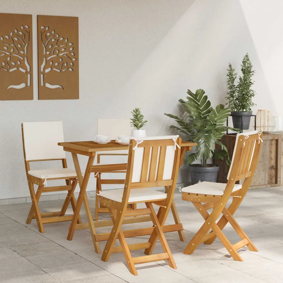 Chaises de bistrot d'extérieur 4 pcs Crème blanc - 3