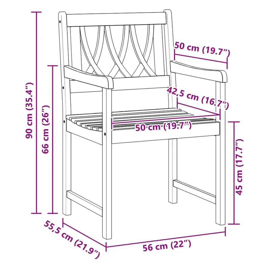 Chaises de jardin 8 pcs Naturel Bois d'Acacia Massif - 8
