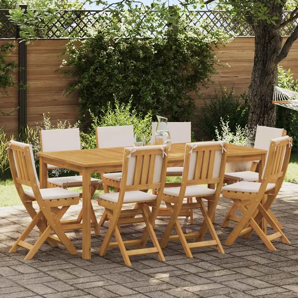 Chaises de bistrot d'extérieur avec coussin 8 pcs Crème blanc